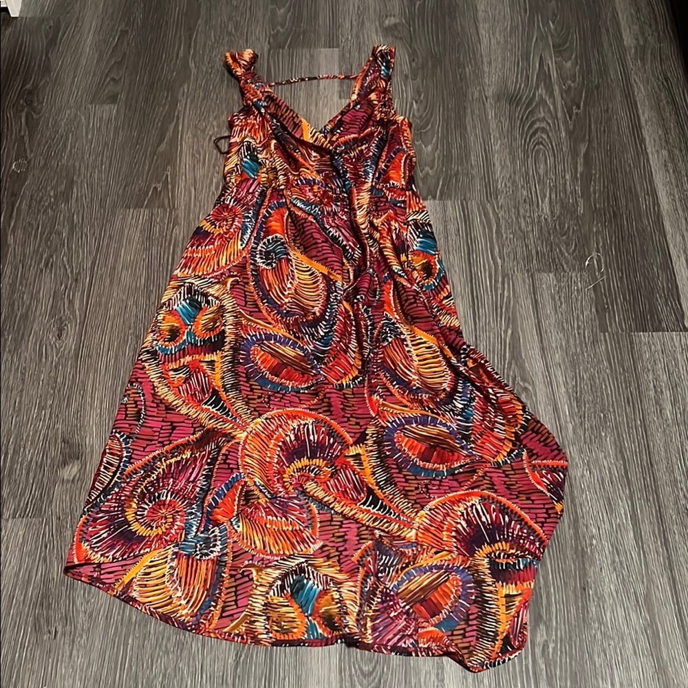 London Times Asymmetrical Orange Red Sundress